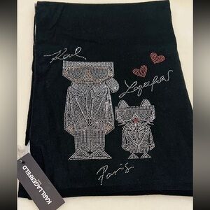 NWT Super cute CHOUPETTE AND KARL EMBELLISHED SCARF from KARL LAGERFELD PARIS.